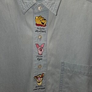 Collector Disney Pooh & Friends VTG Denim Shirt Medium Embroidered